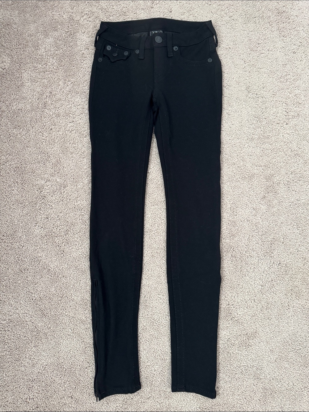 True Religion Rachel Black Skinny Ankle Zipper Pants Size 23